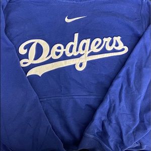 LA Dodgers blue hoodie.